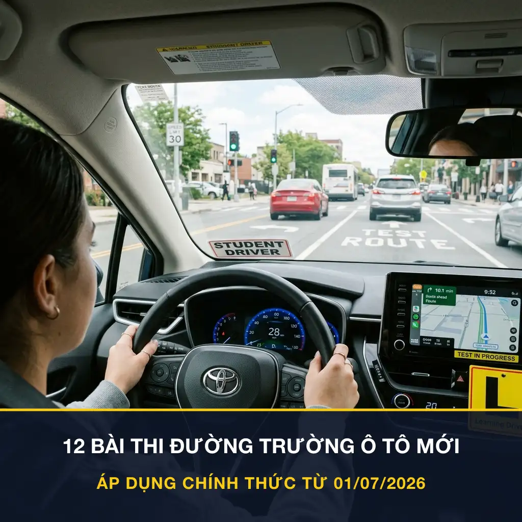 12 Bài Thi Thực Hành Đường Trường Ô Tô Mới Từ 01/07/2026