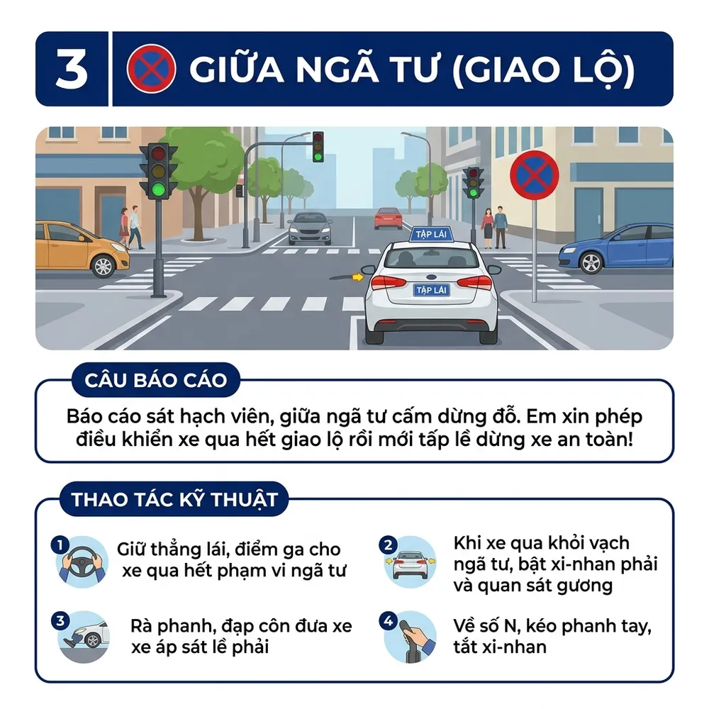 Tình huống 3: Giữa ngã tư giao lộ