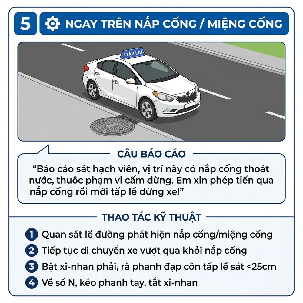 Tình huống 5: Ngay trên nắp cống hoặc miệng cống