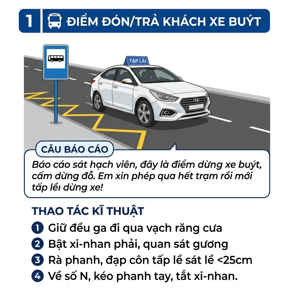 Tình huống 1: Điểm đón trả khách xe buýt