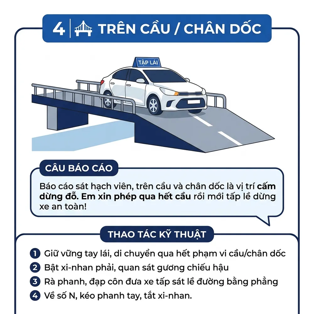 Tình huống 4: Trên cầu hoặc chân dốc