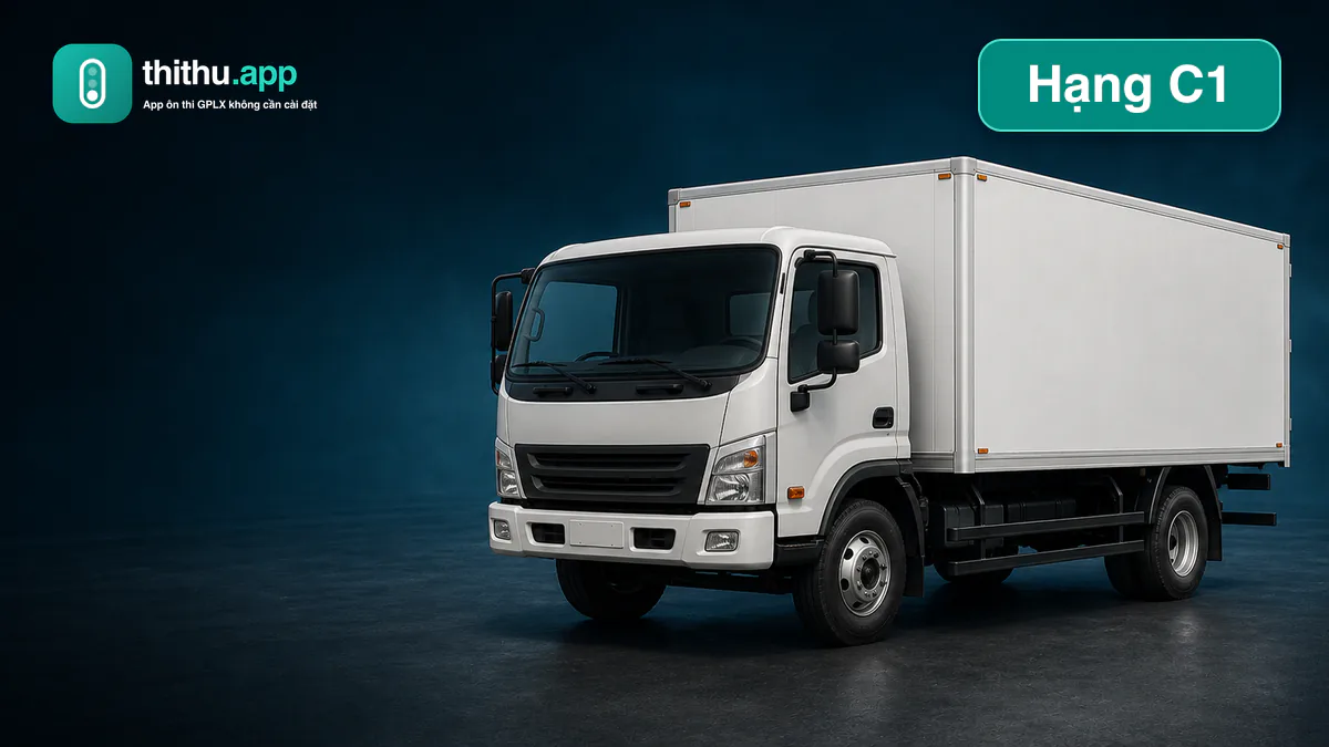 Xe tải trung minh họa giấy phép lái xe hạng C1