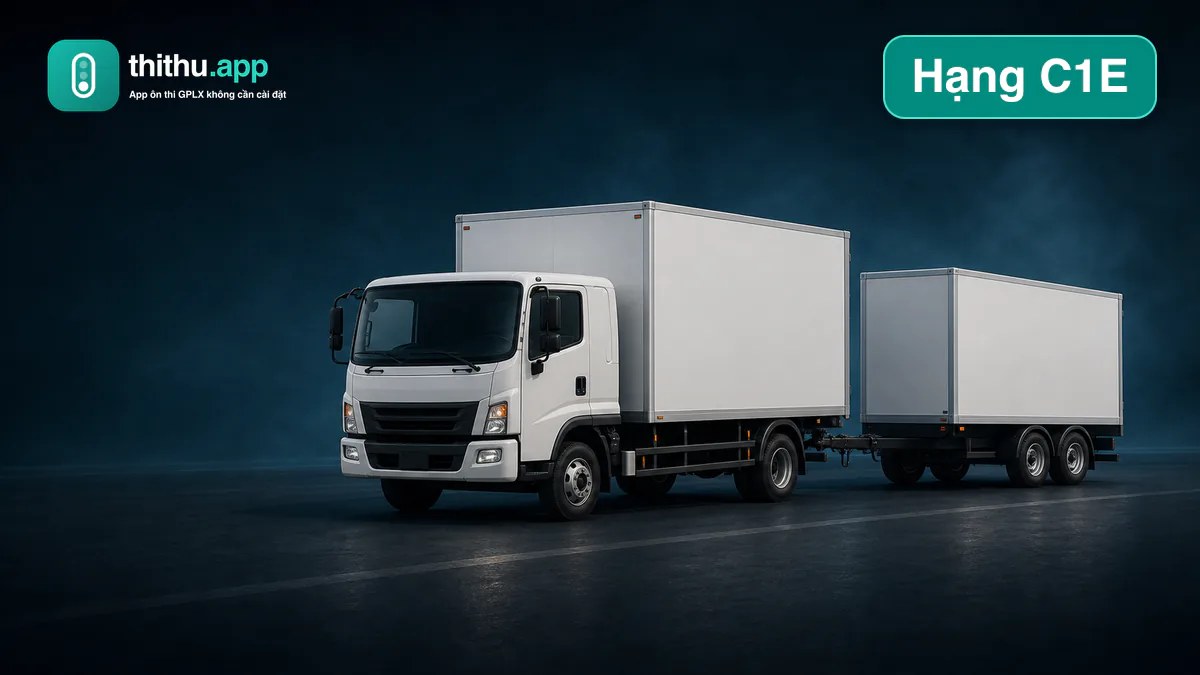 Xe tải trung hạng C1 kéo rơ-moóc minh họa giấy phép lái xe hạng C1E