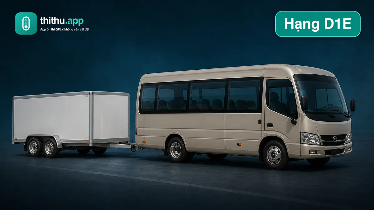 Xe minibus hạng D1 kéo rơ-moóc minh họa giấy phép lái xe hạng D1E