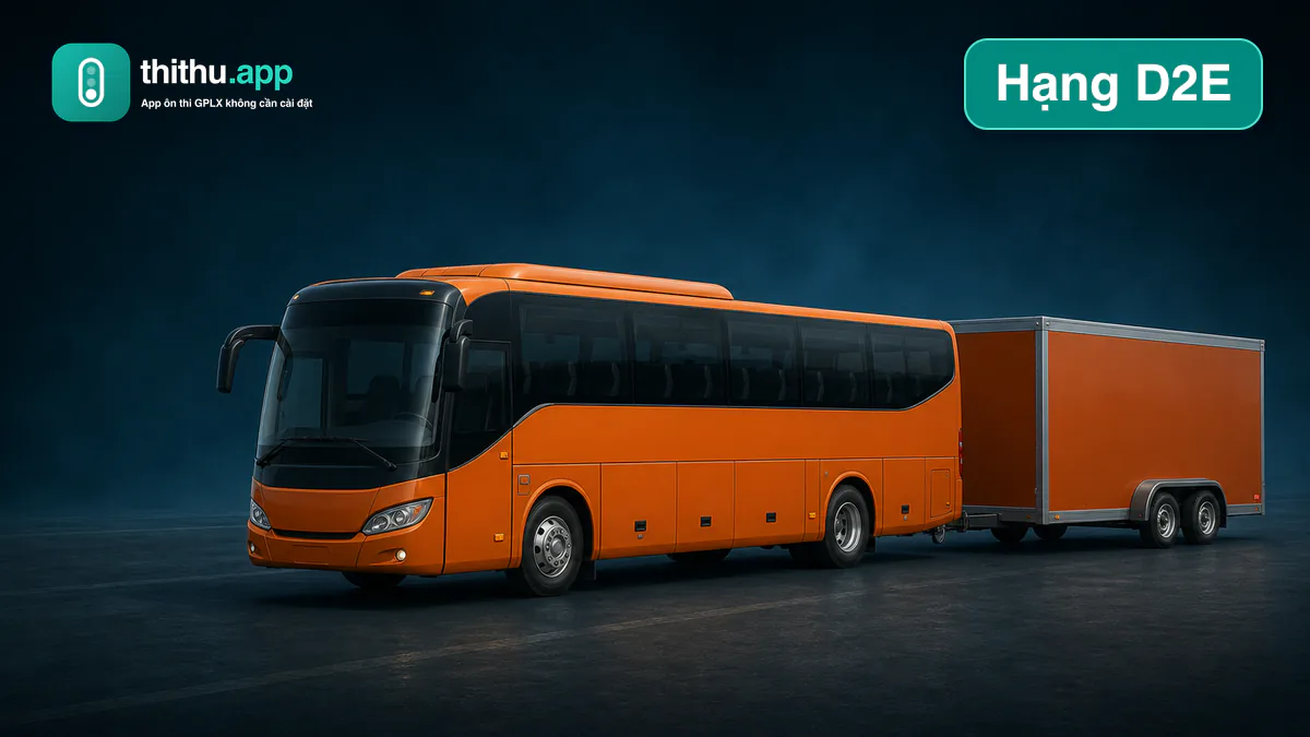 Xe khách cỡ trung hạng D2 kéo rơ-moóc minh họa giấy phép lái xe hạng D2E