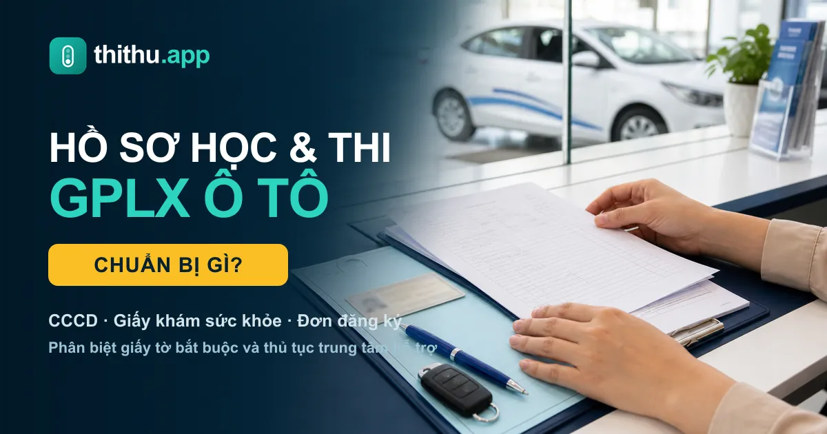 Hồ sơ học và thi GPLX ô tô gồm đơn đăng ký, CCCD và giấy khám sức khỏe