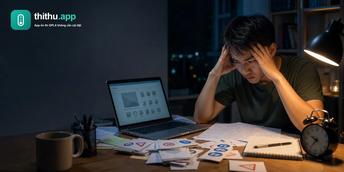 Học viên căng thẳng học lý thuyết lái xe vào đêm sát ngày thi