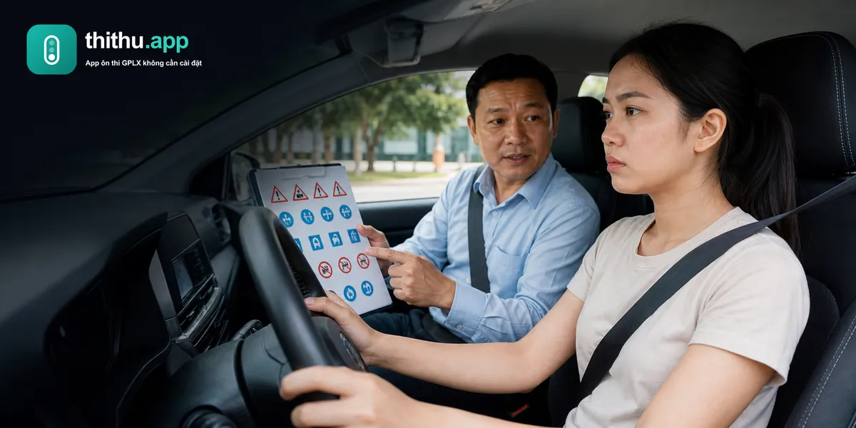 Học viên im lặng trong khi giáo viên giải thích kiến thức lái xe
