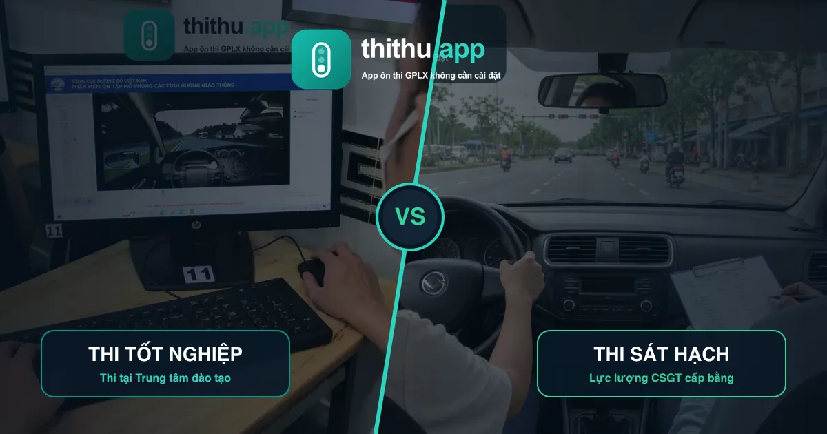 So sánh kỳ thi tốt nghiệp GPLX tại trung tâm đào tạo và kỳ thi sát hạch cấp giấy phép lái xe do lực lượng CSGT tổ chức