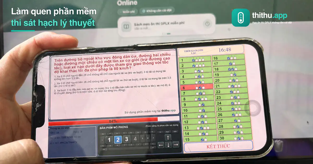 Làm quen phần mềm thi sát hạch lý thuyết trên ThiThu.app
